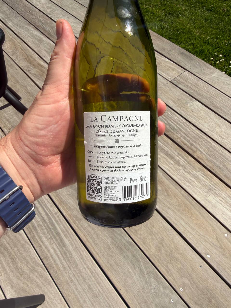 La Campagne Sauvignon Blanc Colombard 2025, bagsiden med smagsnoter
